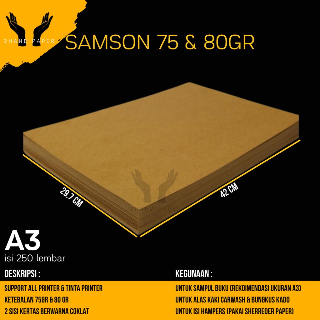 

Kertas Samson A3 isi 250 lembar / Kertas Coklat A3 / Kertas A3 Coklat