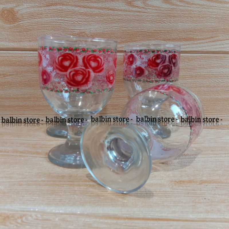 balbin gelas kaca - gelas wine -gelas rose mary-satu set isi 5pcs-gelas jus viral