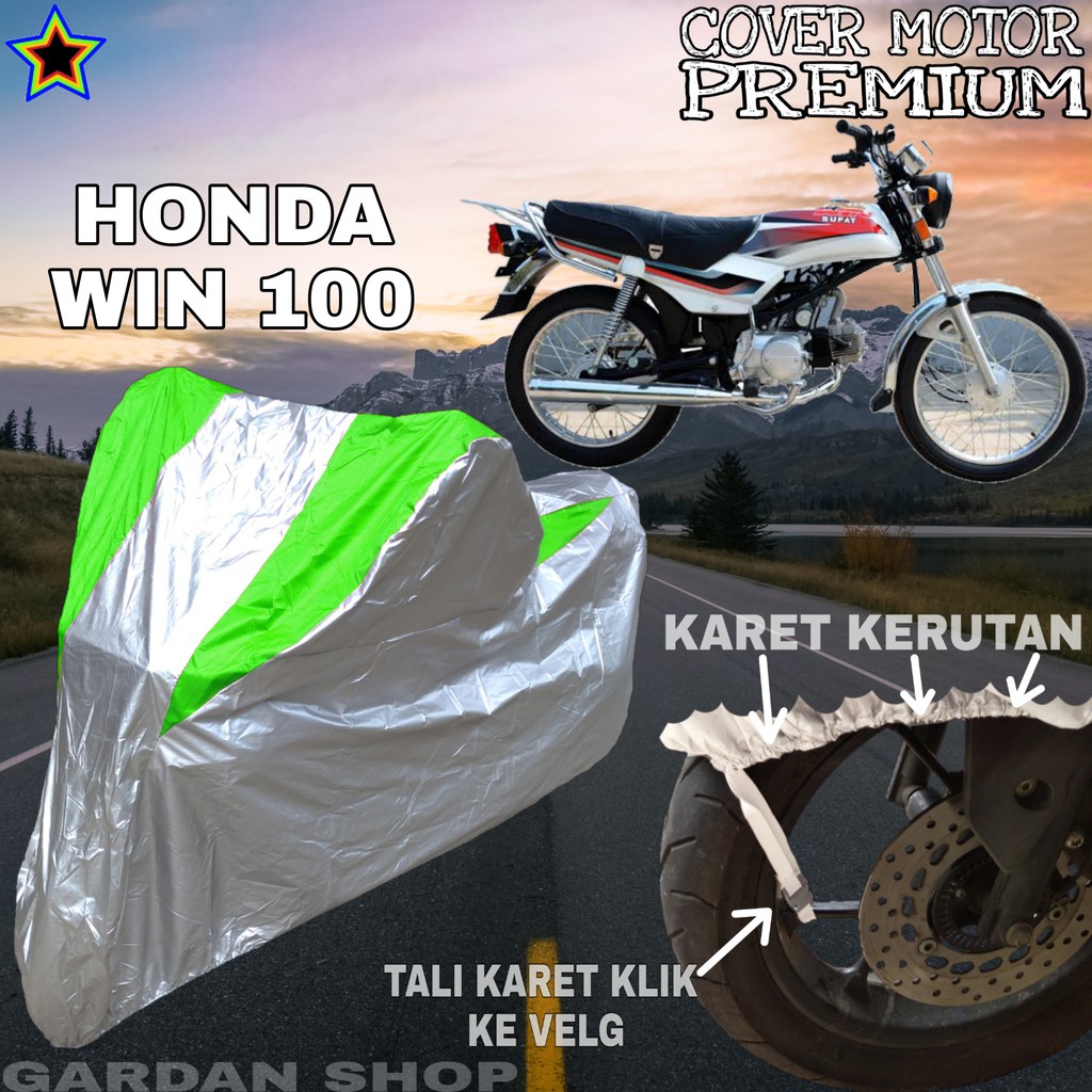 Sarung Motor HONDA WIN 100 Silver HIJAU Body Cover Penutup Pelindung Motor Honda Win PREMIUM