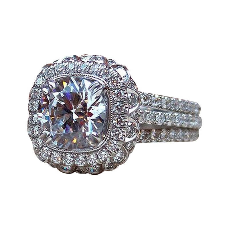 Fancyqube Cincin Kristal Cubic Zircon AAA Untuk Wanita