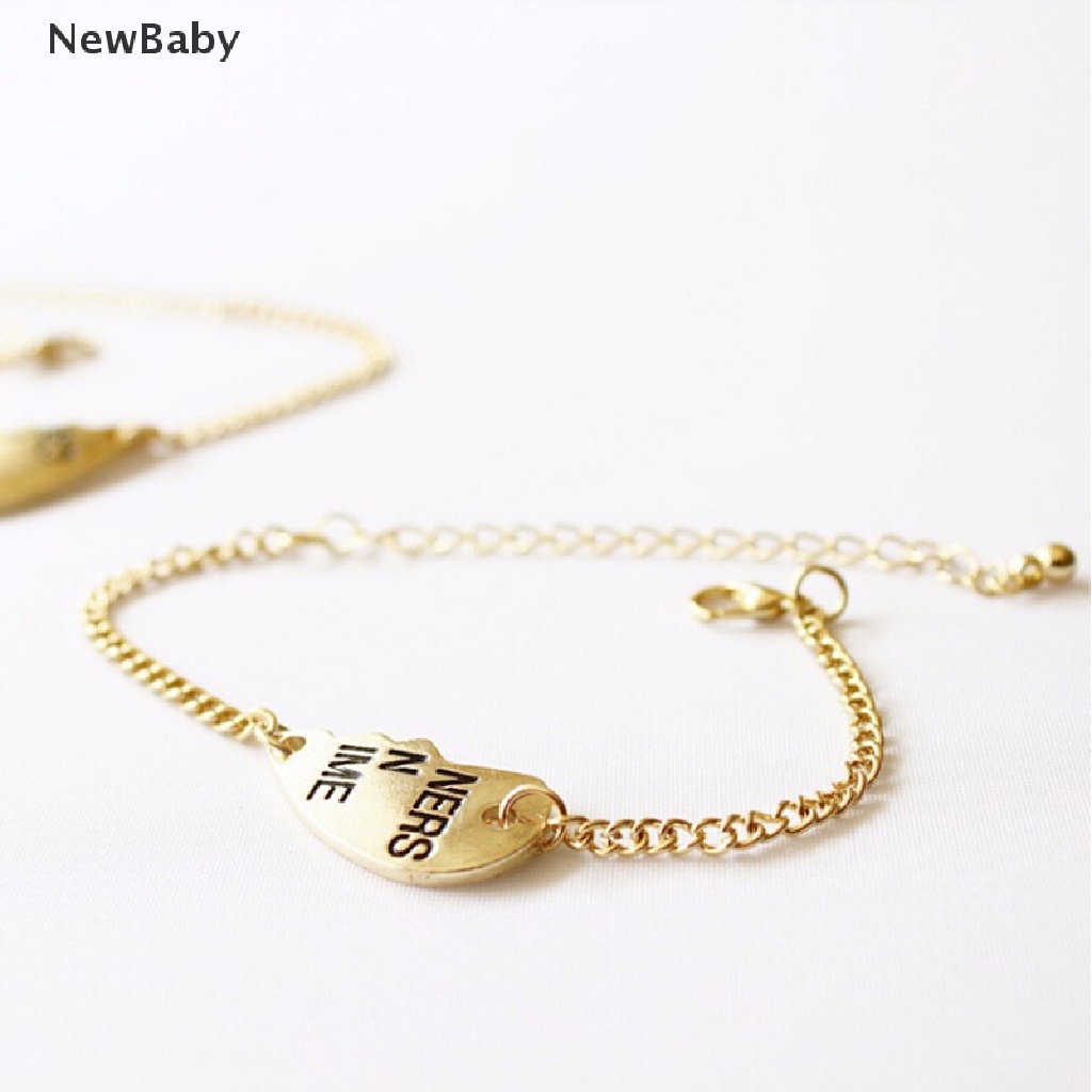 Newbaby 2pcs Gelang Rantai Dengan Charm Hati Terbelah Tulisan Best Friends Forever Untuk Wanita