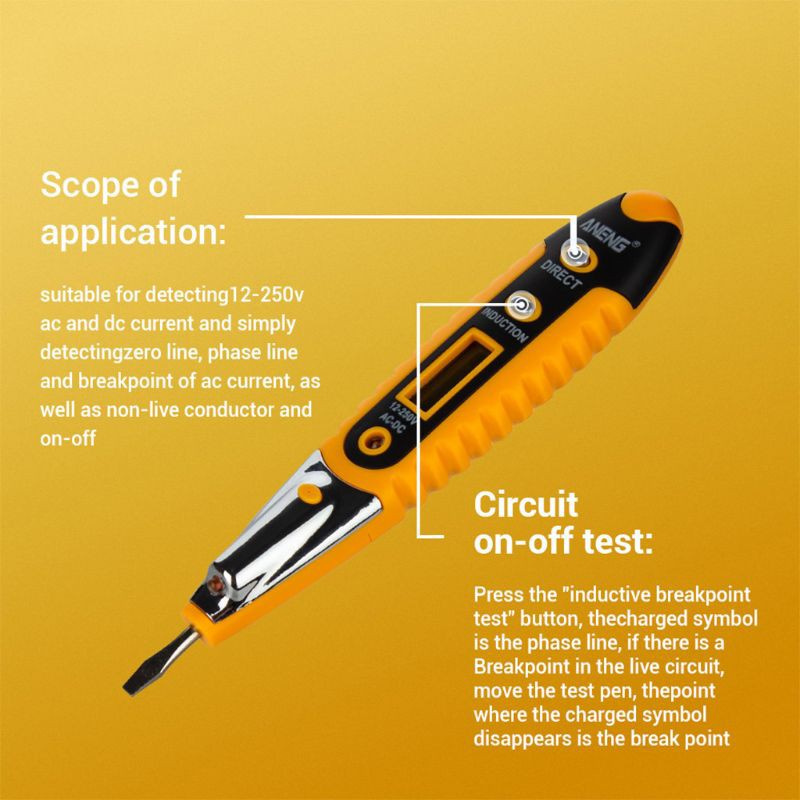 CRE  Contact Tester Pen 12-250V AC Voltage Detectors Tester Meter Volt Current Electric Test Pencil