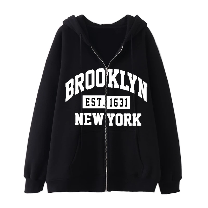 Jaket Hoodie Sweater Jumper Brooklyn 1898 New York Hoodie Zipper Wanita Oversize Polos Hoodie Ziper Wanita Oversize Murah Hodie Zipper Sweater Wanita Korean Style  Hoodie Wanita Oversize Fleece Tebal Sweater Zipper Sleting Hoodie Resleting Wanita Oversize