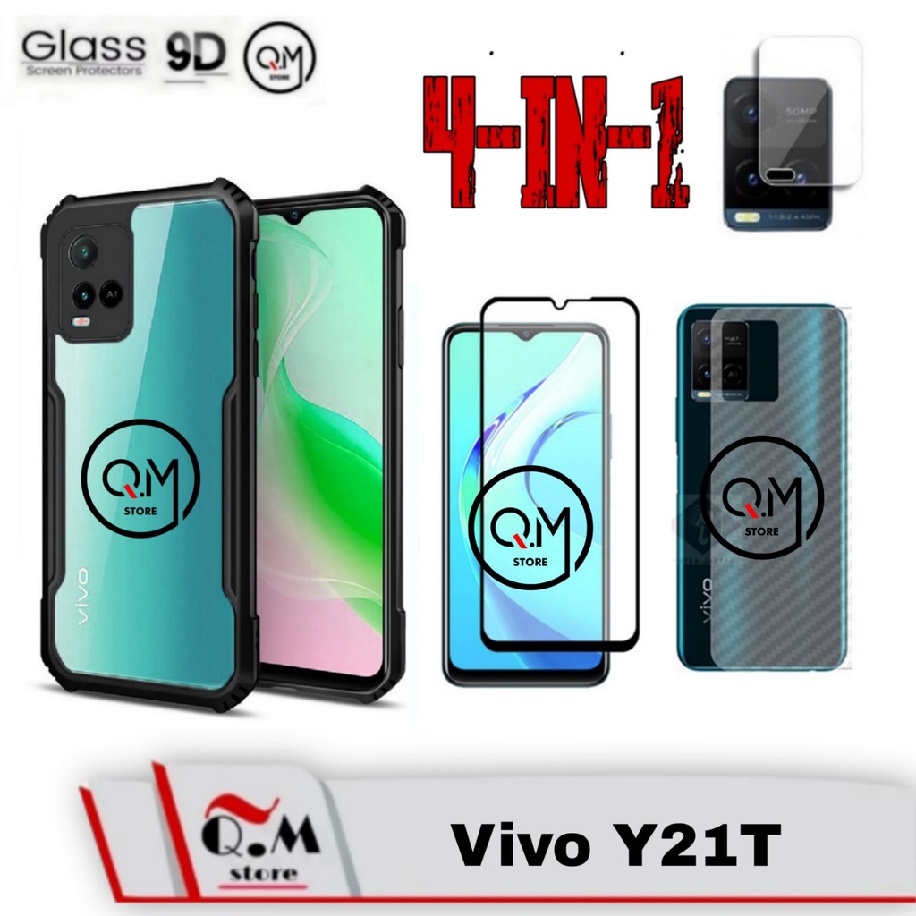 Promo 4IN1 Case Vivo Y21T Terbaru Softcase Transparan Slim Armor Casing Y21T Shockproof Back Cover