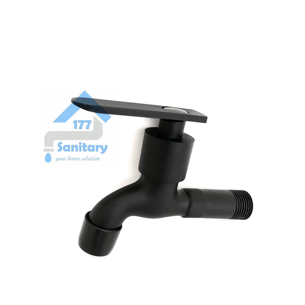 Kran Tembok HITAM FKT51BL- Keran Air taman mini bak kamar Mandi Black faucet murah kran wudhu stainless