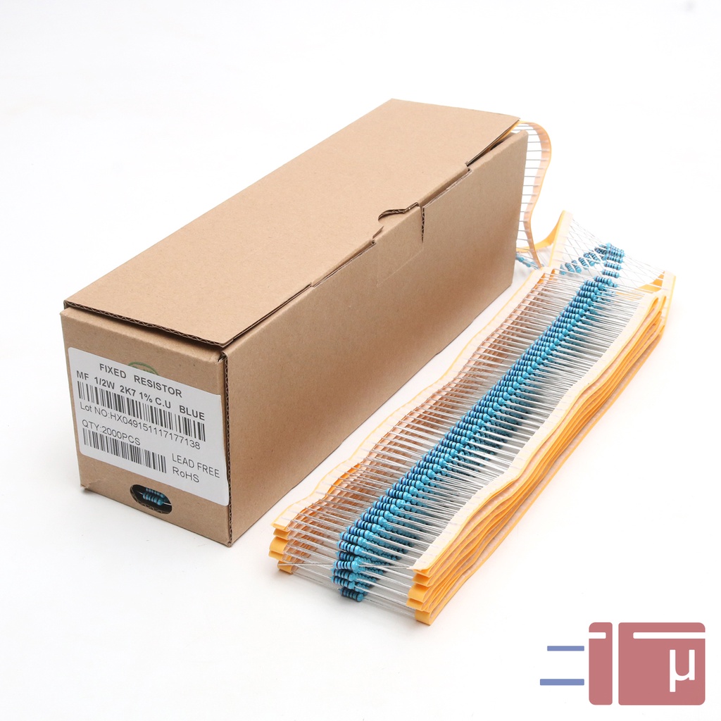 x10 Resistor 2K7 2.7K 1/2W Metal Film 1% Taiwan Kaki Tembaga