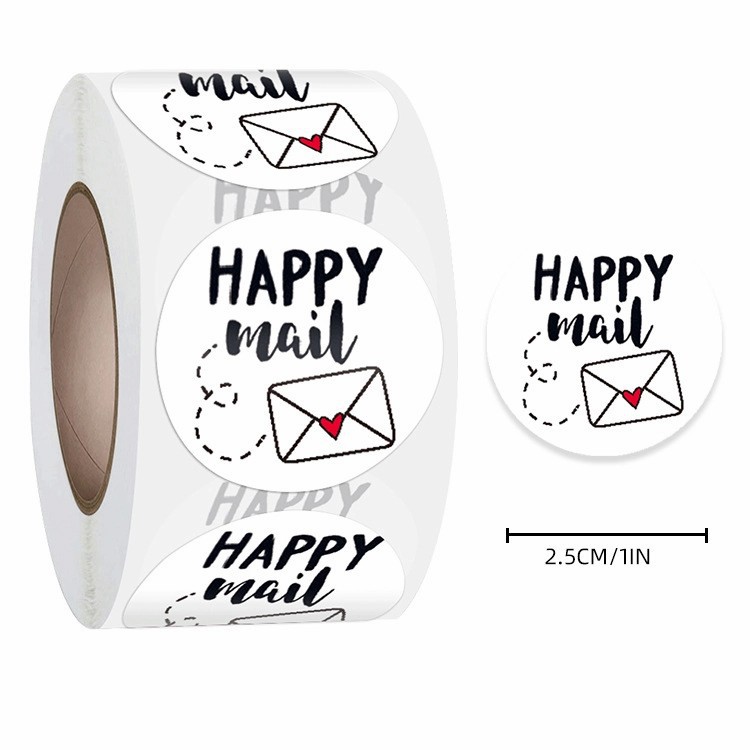 Sticker Paket Happy Mail Isi 500 Cutting Stiker Vinyl Rol Murah Grosir