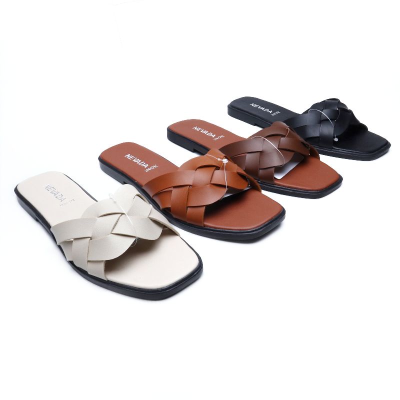 Sandal Nevada Wanita Flat Teplek AKS48