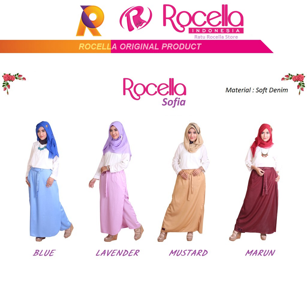 ROCELLA SOFIA - Rok Celana Wanita Soft Denim - Kerja dan Santai - Trendy, Simpel dan Praktis