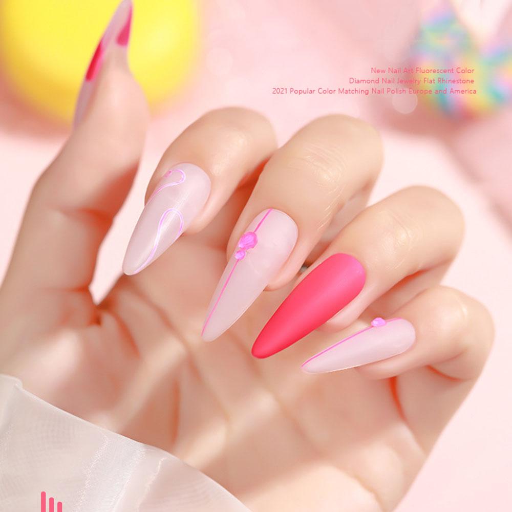 AUGUSTINA Agustina Nail Art Rhinestones Campuran Warna Neon Flash DIY Hiasan