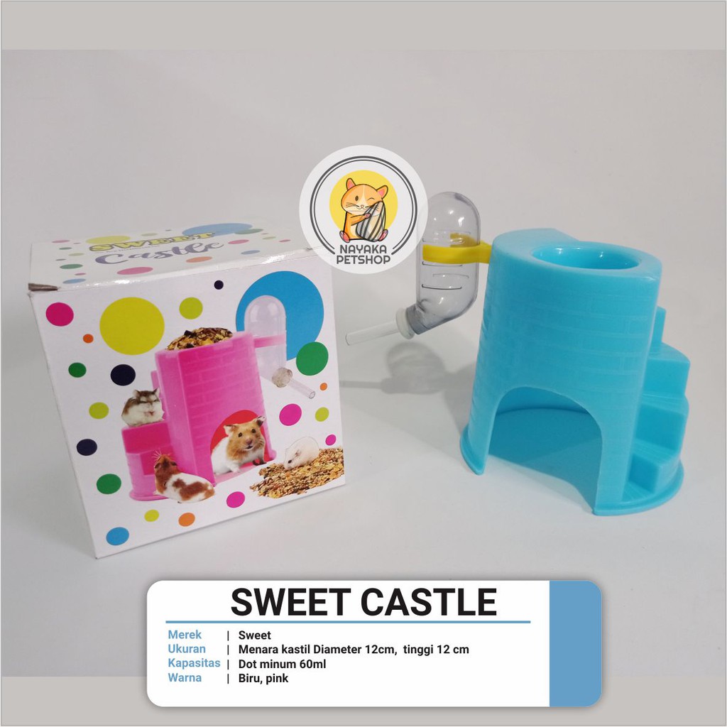 Sweet Castle Dot Botol 60 ml Tempat Tidur Wadah Makan Hewan Hamster Sugar Glider Tupai Bajing