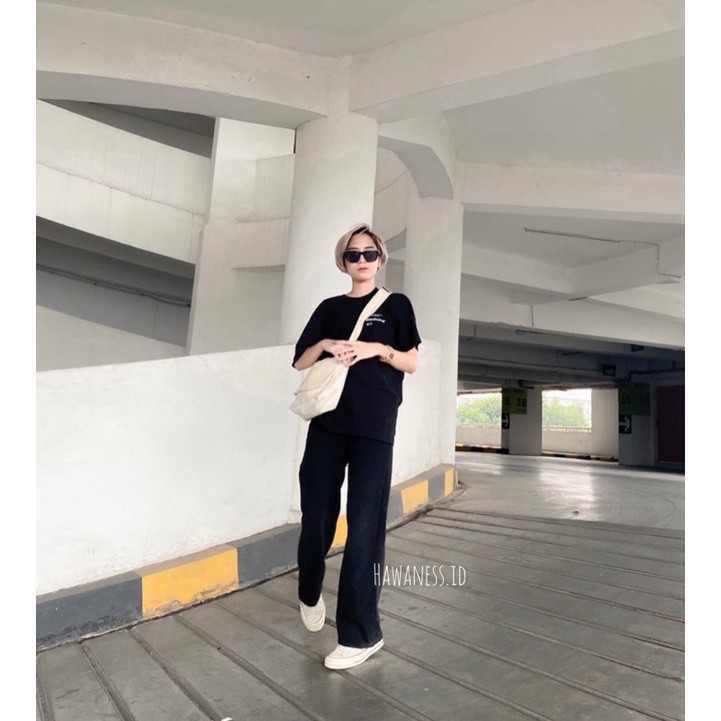 Celana Cutbray Pria Wanita Katok Jeans Cowok Cewek Kualitas Premium Cheap Monday Black