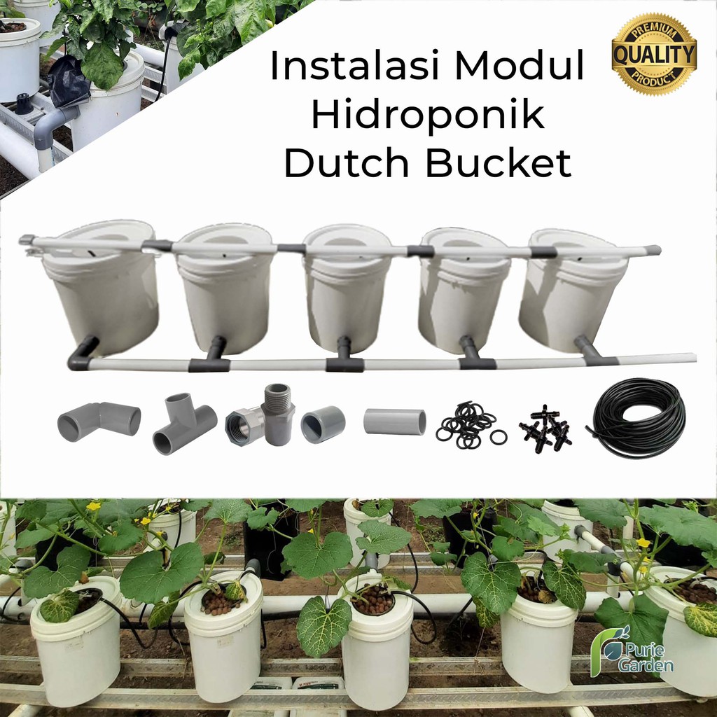 Paket Instalasi Modul Hidroponik Dutch Bucket Purie Garden 5 Bucket PG KDR