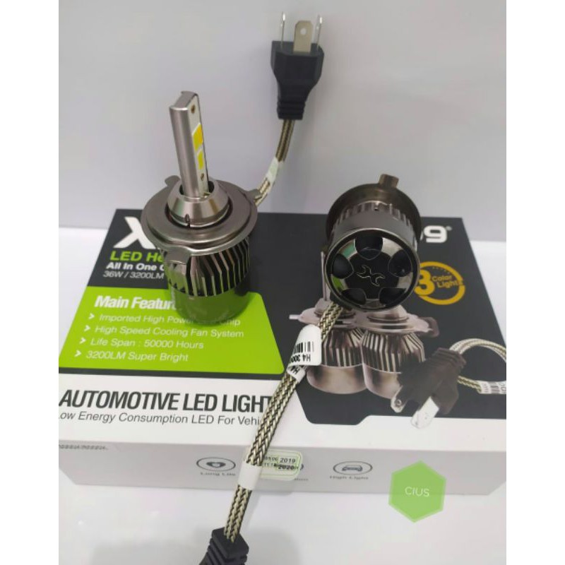 LAMPU LED H4 MOBIL X7 X9 X10 ECO9 3WARNA Hi LOW...