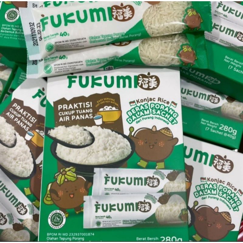 FUKUMI BERAS PORANG BOX SACHET - Fukumi Shirataki Beras Konjac Rice Diet isi 7 sachet x @40gr