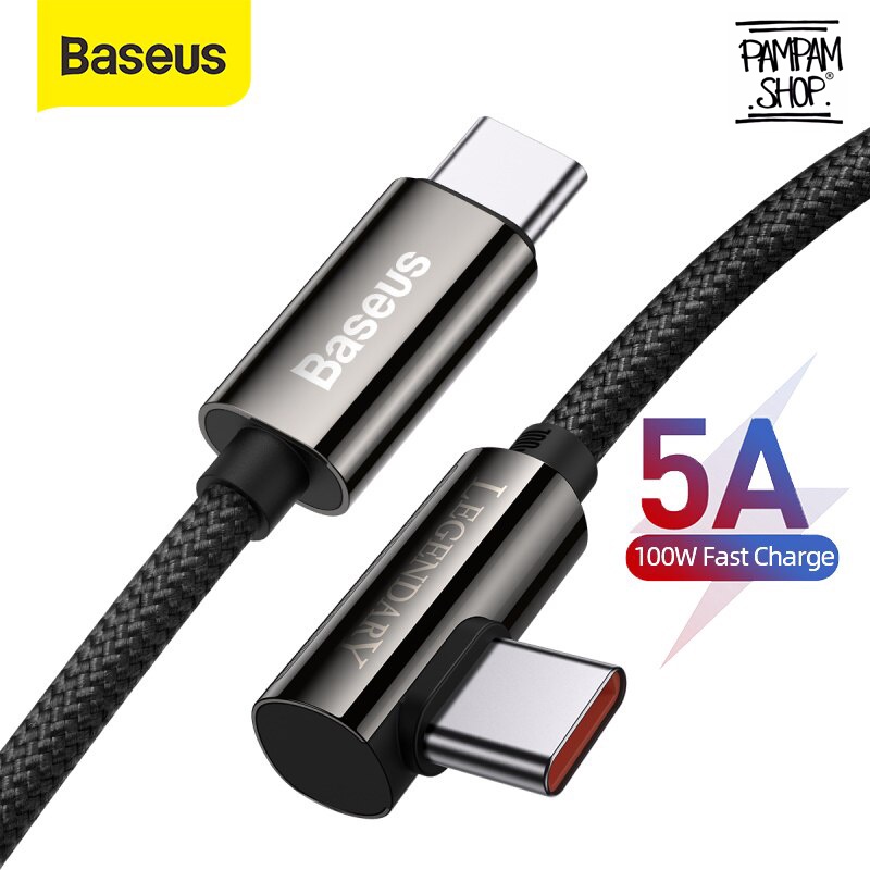 Baseus Kabel Data Gaming Legend Elbow TYPE C TO TYPE C 1M 100W Super Fast Charging 5A Original Cable Tipe C Charger Casan