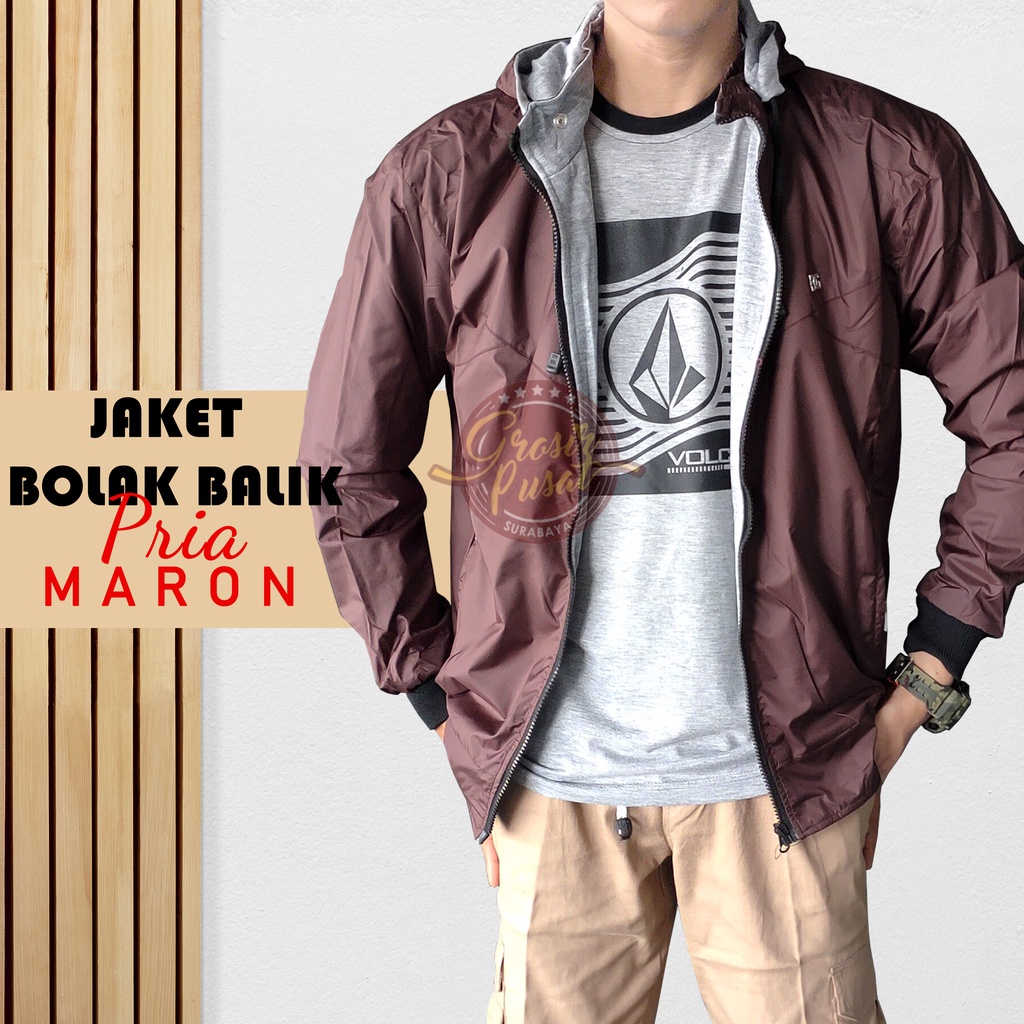 Jaket Bolak - Balik Parasut Fleece 2 In 1 Hoodie