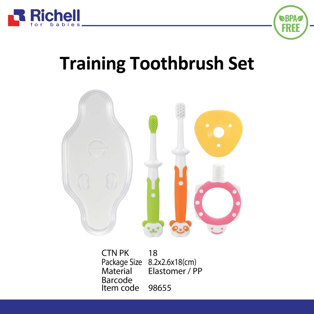 RICHELL Training Toothbrush Set 3in1 | sikat gigi bayi 3 stage | Baby Toothbrush