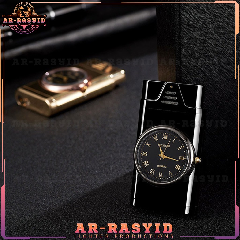 BISA COD! Korek Api Bara Gas Plus Jam Elegan Watch Lighter