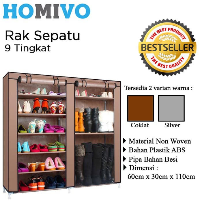 Rak Sepatu Cover Double 9 Susun Shoe Rack With Dust Cover Lebar Xg12 A438 Shopee Indonesia