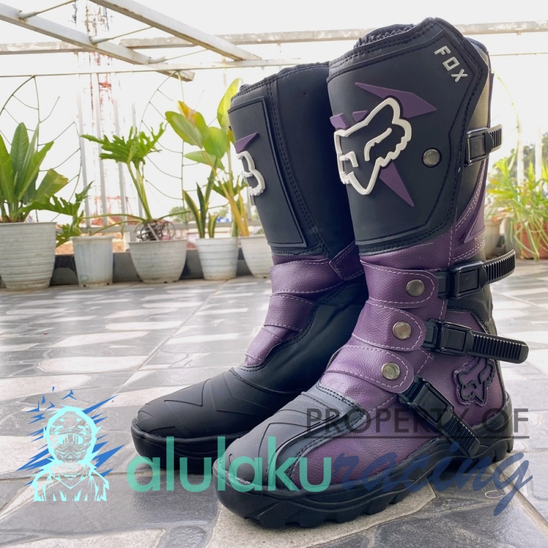 Sepatu Trail Boots SV Motocross MX Lokal Premium Best Quality - Purple Black