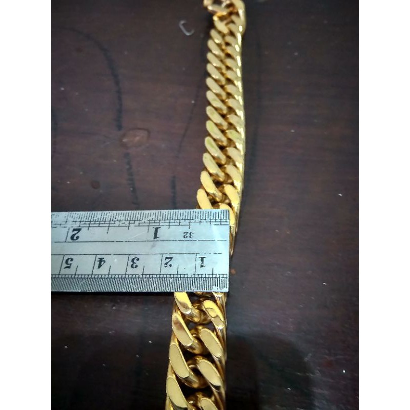 Gelang Rantai Titanium Gold Pria Cowok Macho