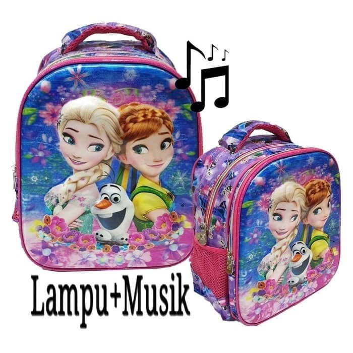 CUCI GUDANG Tas Ransel Sekolah TK Anak Laki Laki / Perempuan LAMPU + MUSIK 5D Timbul IMPORT