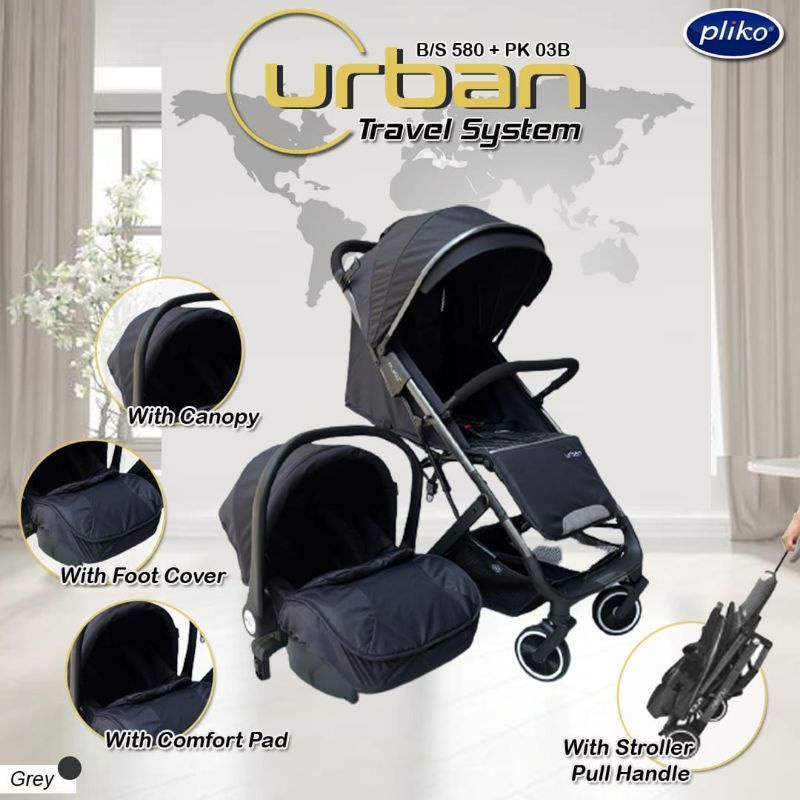 Stroller Bayi Pliko Urban Bs 580 Ts Travel System / Kereta Bayi