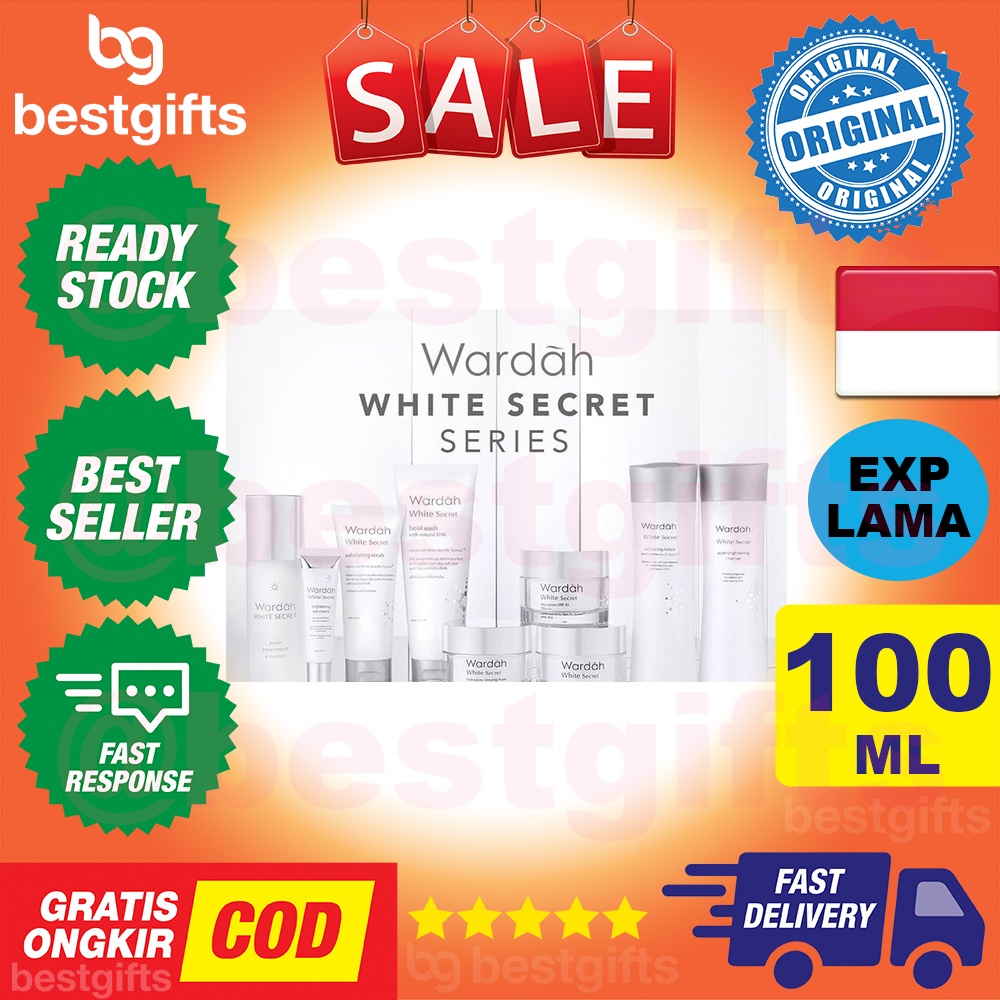 WARDAH WHITE SECRET FACIAL WASH WITH NATURAL AHA MENCERAHKAN MUKA MENGANGKAT SEL MATI WAJAH 100 ML