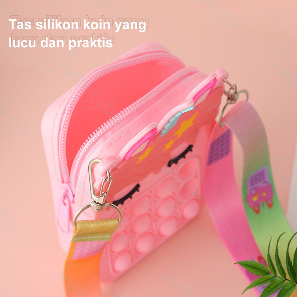 SweetyBayi Tas anak pop it lucu Dompet import Tas slempang anak perempuan Karakter Pop it jelly