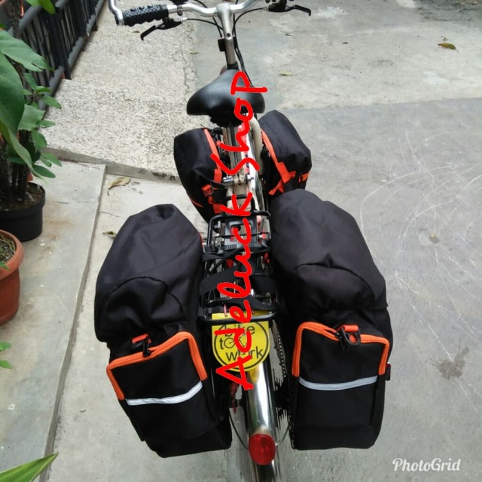 Aksesoris Sepeda - Tas Sepeda Pannier Depan Belakang + Rak Depan