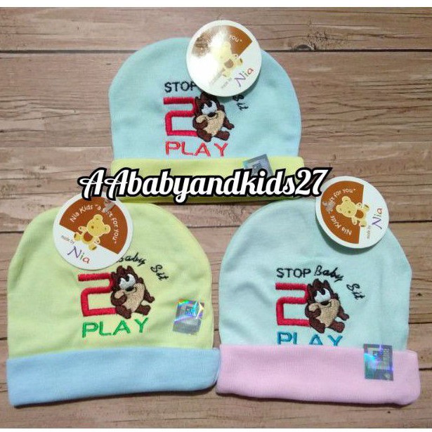 TOPI BAYI NIA MOTIF BORDIR ANGKA 88-TOPI BAYI NEWBORN NIA LUCU BERKUALITAS