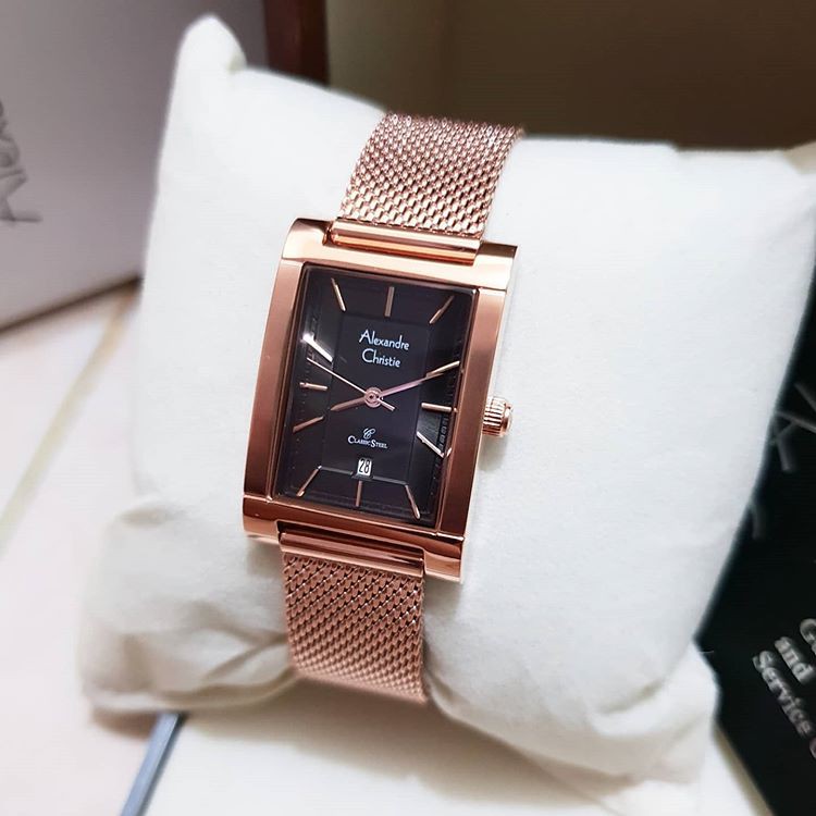 Alexandre Christie AC2863 Original Jam Tangan Wanita Stainless Rosegold Black