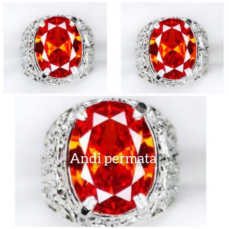 Cincin batu safir paparcha orange