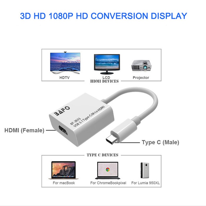 Type C to HDMI Adapter  BAFO BF-2633