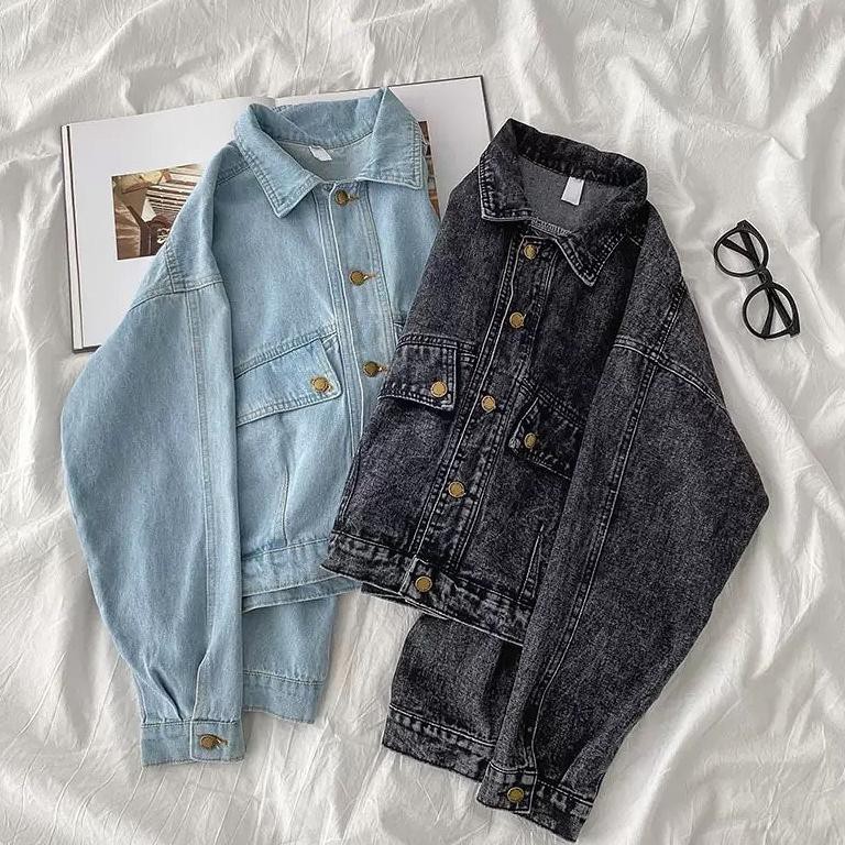 [Terlaris Today] yubi jaket jeasn - jaket jeans oversize wanita - jaket jeans crop wanita - jaket je
