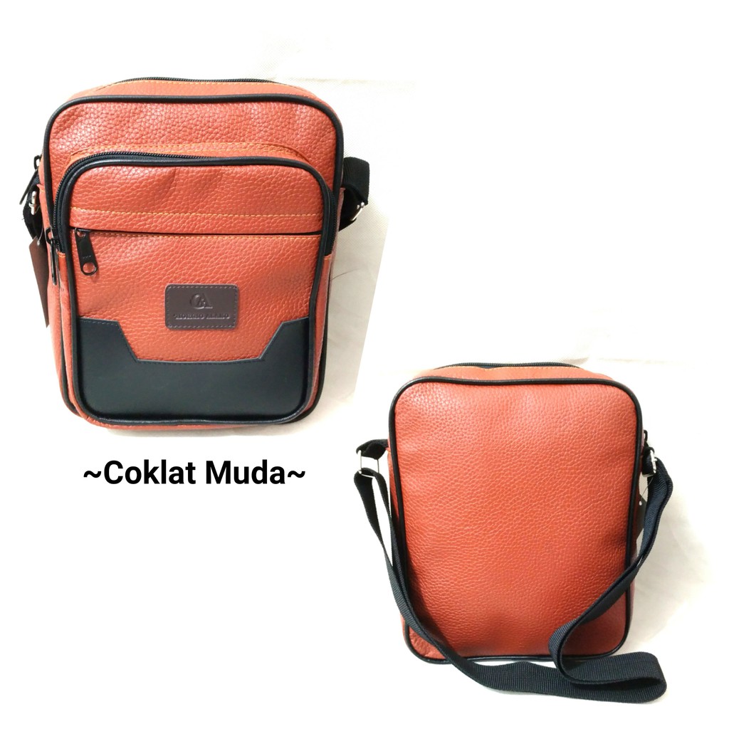 Tas Slempang Kulit Pria Sling Bag Cowok Travel Bag Laki Tas Kecil Cowo Impor Murah Keren - SELEMPANG-KULIT-JERUK