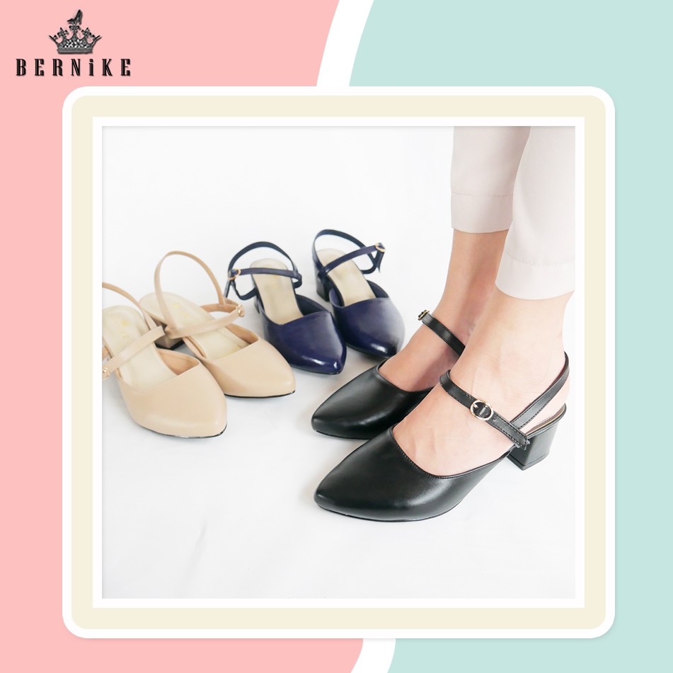 Bernike Shoes - Alexa Sepatu Hak Tahu Wanita Slip on Tali Untuk Pesta