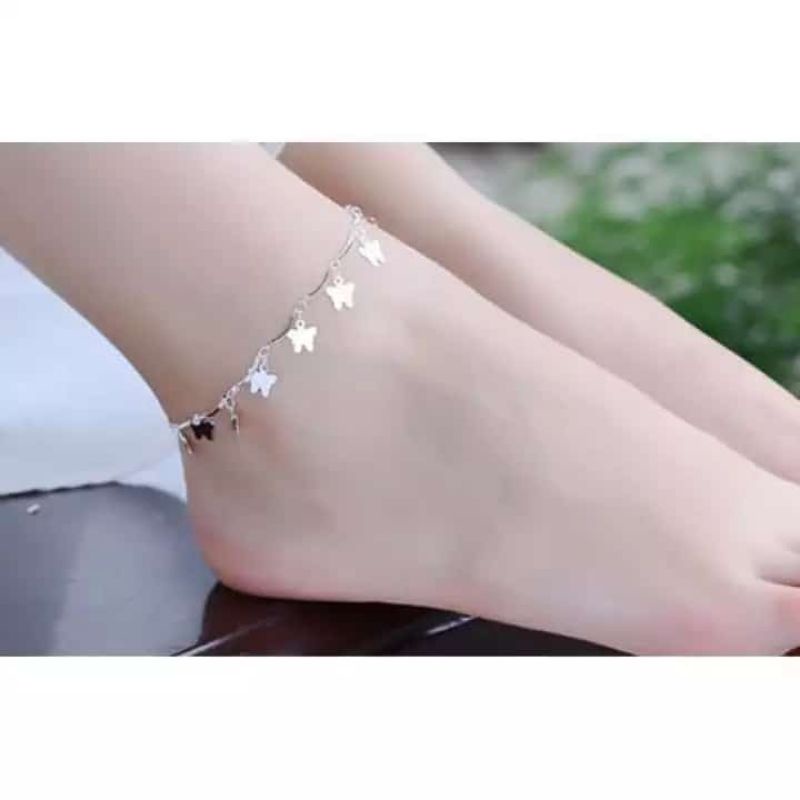 4s Grosir Solo || Gelang Kaki Rantai 925 silver model tulang hati untuk wanita