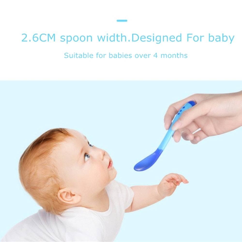 JT - 1 SET Sendok makan bayi / sendok garpu Sensor Panas silikon / Peralatan Makan Bayi / Sendok Anak Silicon