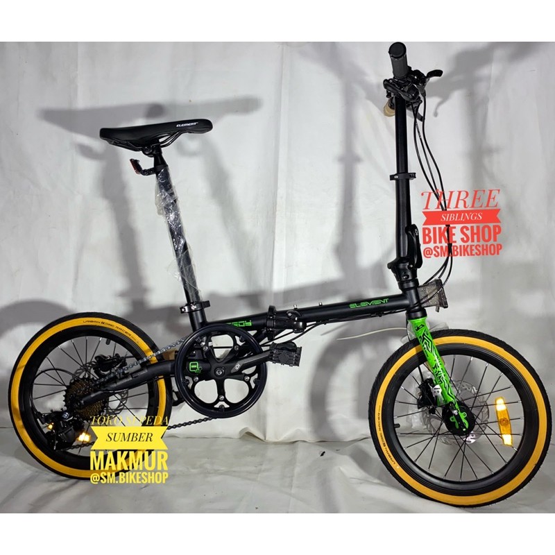 SEPEDA LIPAT ELEMENT TROY X 8 16 INCH BLACK GREEN HYDRAULIC 8 SPEED