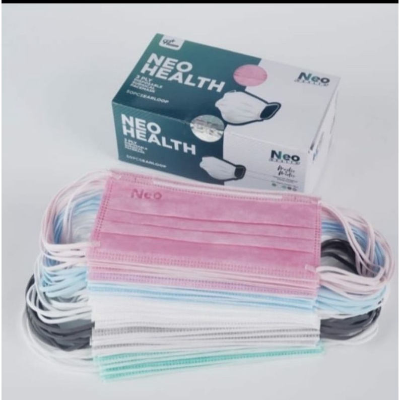 NEO HEALTH MASKER MEDIS EARLOOP 3PLY ISI 50 PCS MIX COLOUR