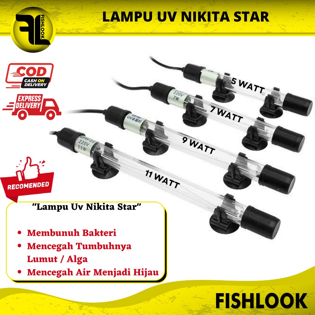 Lampu UV aquarium NIKITA STAR 5/7/9/11 Watt Penghilang Lumut Algae