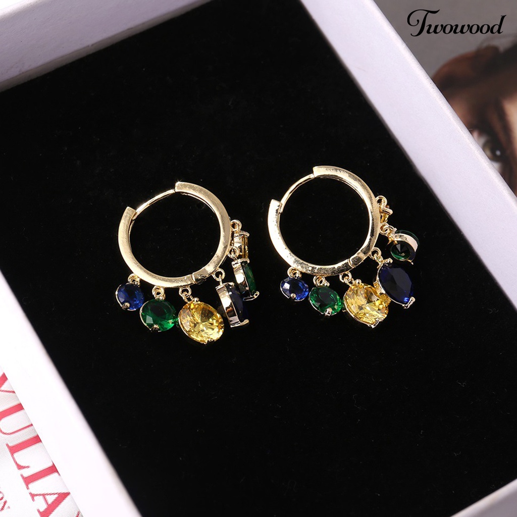 1 Pasang Anting Hoop Bahan Alloy Tahan Korosi Untuk Wanita