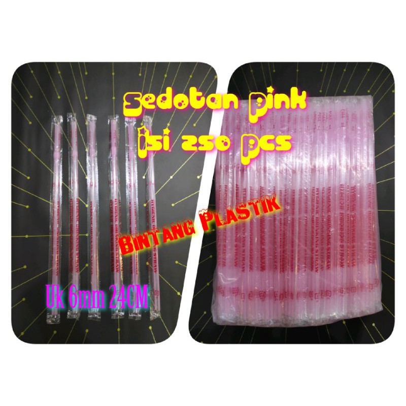 Sedotan Steril Pink isi 250 Pcs Sedotan Plastik 6mm 24CM ISI 250 Pcs