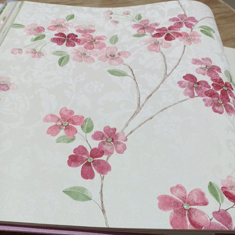 Wallpaper Dinding Motif Bunga Shabby Pink5-6