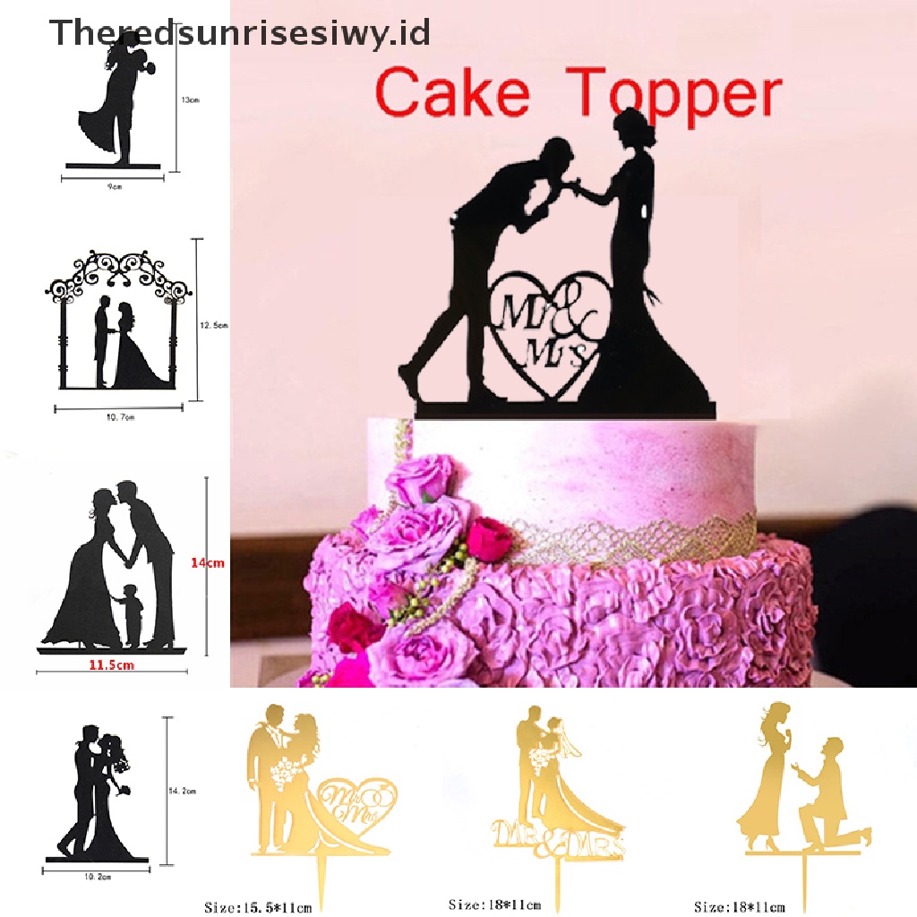 (Theredsunrisesiwy.Id) Topper Kue Pernikahan Bahan Akrilik Kualitas Tinggi