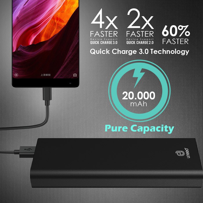 Uneed Quickbox M20 Powerbank 20000Mah Quick Charge 3.0 - Black