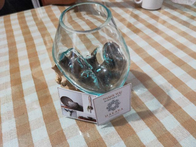 Glass On Wood Vase S - Kaca D12cm / Pot Kaktus / Pot Kecil / Aquarium / Kaca Tiup