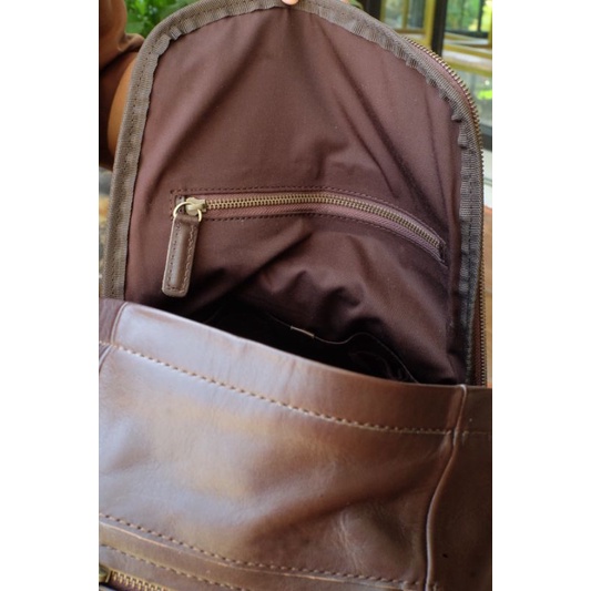 Ransel Pria Tas Punggung Kulit Sapi Asli Backpack Marlin Laptop 14 Inchi Bahan Pull Up Leather Terbaru Tali Adjustable Kekinian Original